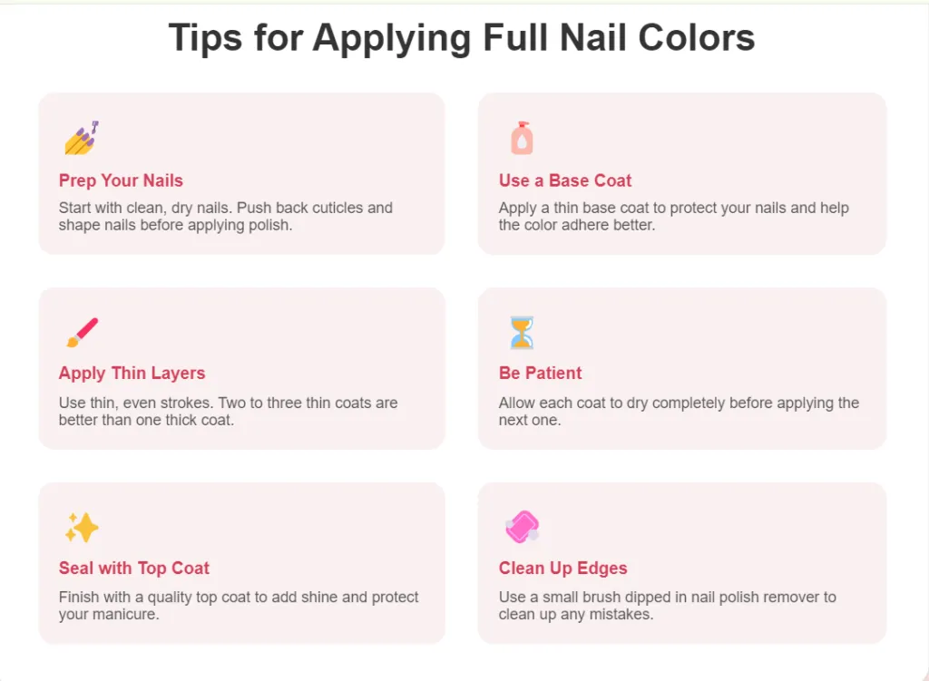 Tips for Applying Full Nail Colors
