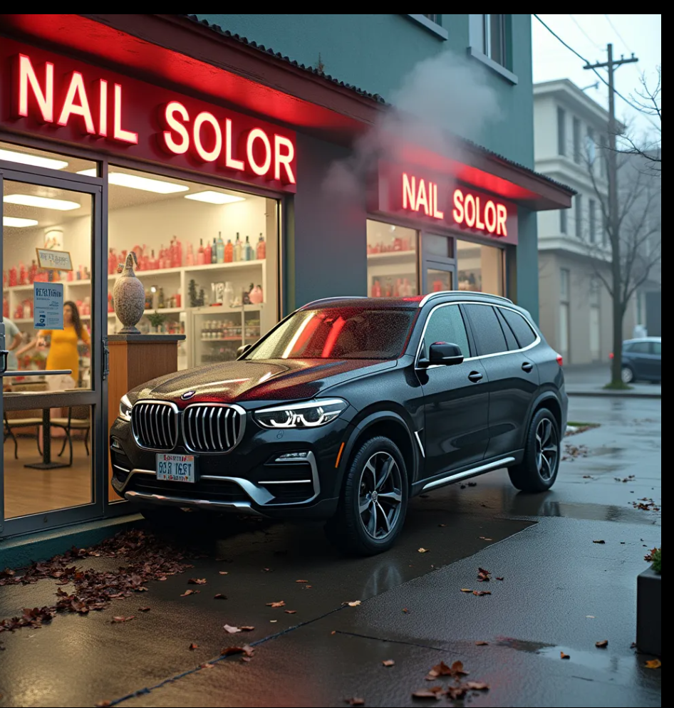 suv crashes into nail salon